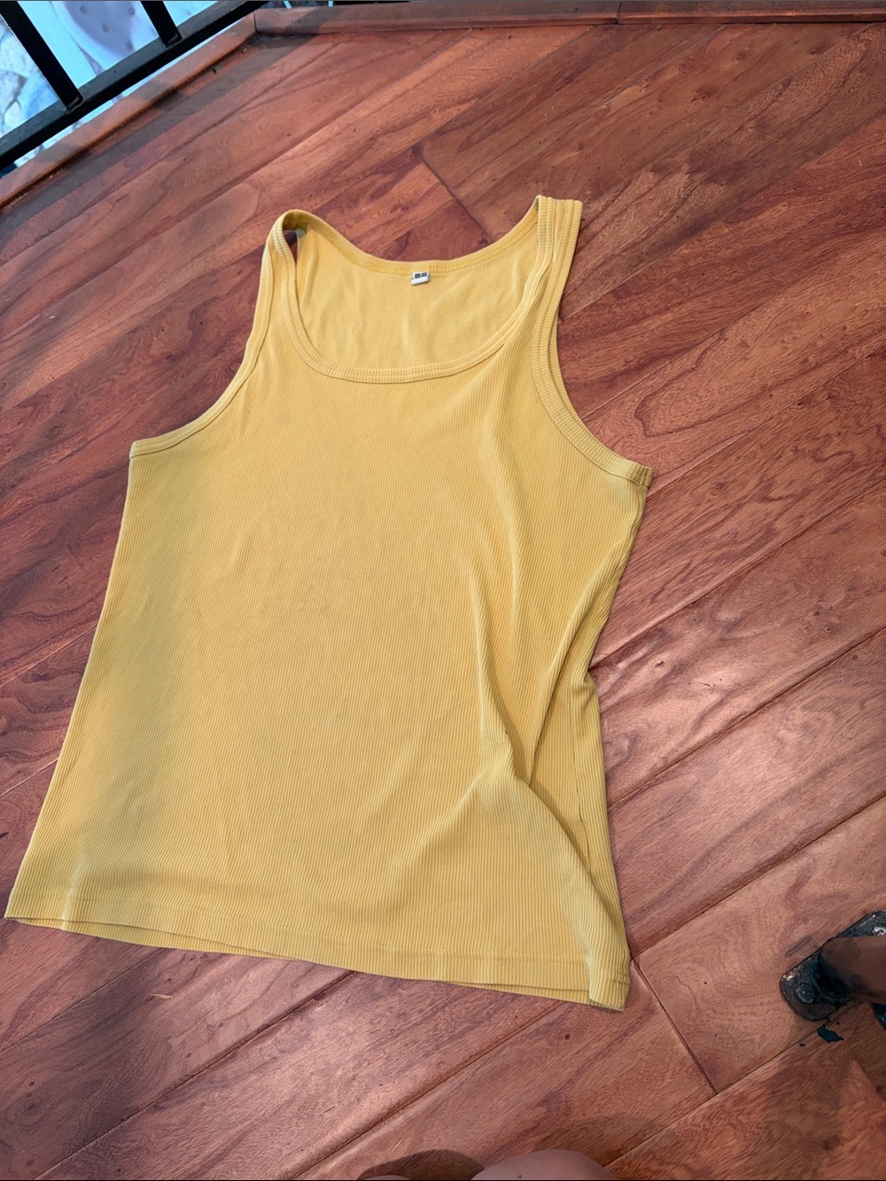Uniqlo Mustard Yellow Cotton Ribbed Tank Top Size Large